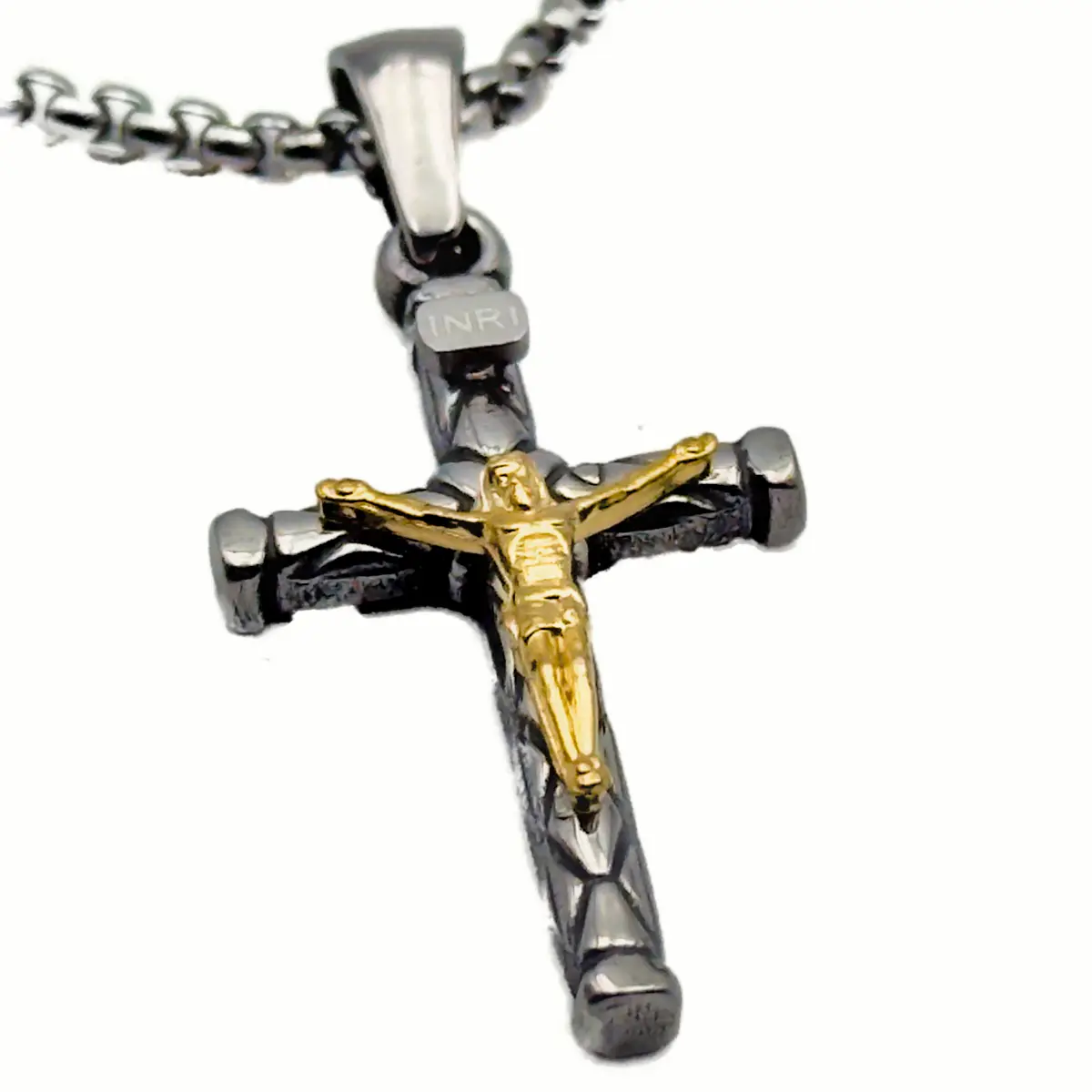 Collier Crucifix Moderne Texturé - Collection ORA - Acier Inoxydable (3 Finitions) – Image 4
