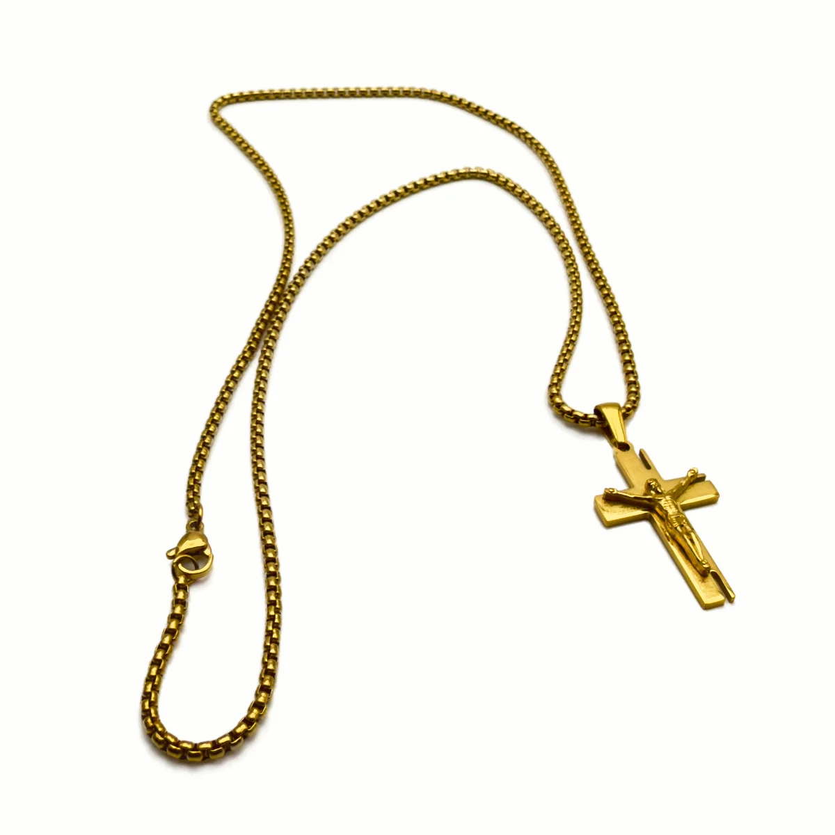 Collier Crucifix Moderne Gravé "Notre Père" - Collection ORA - Acier Inoxydable (3 Finitions) – Image 3