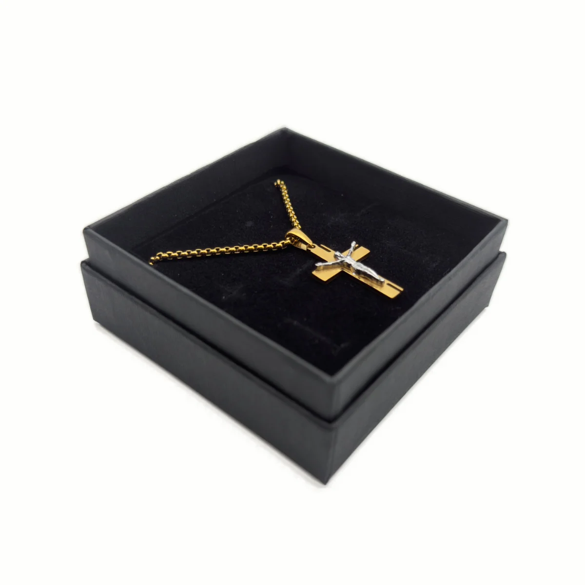 Collier Crucifix Moderne Gravé "Notre Père" - Collection ORA - Acier Inoxydable (3 Finitions) – Image 8