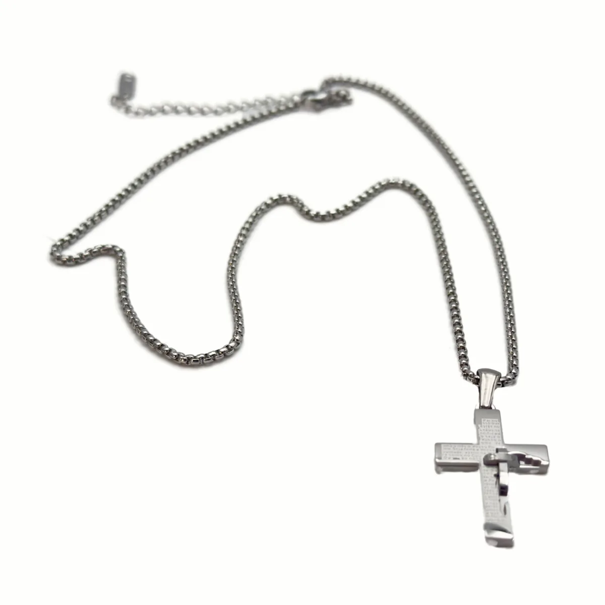 Collier Croix Moderne Gravée Prière du Notre Père - Acier Inoxydable (Chaîne 50 cm) – Image 5