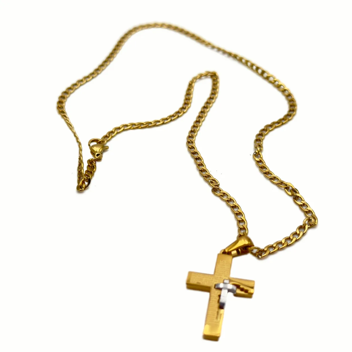Collier Croix Moderne Gravée Prière du Notre Père - Acier Inoxydable (Chaîne 50 cm) – Image 6