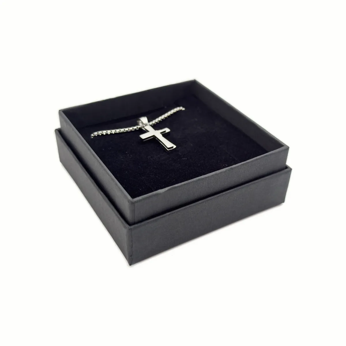 Collier Croix Double Épaisseur - Gravure Notre Père en Anglais (Acier Inoxydable) – Image 5