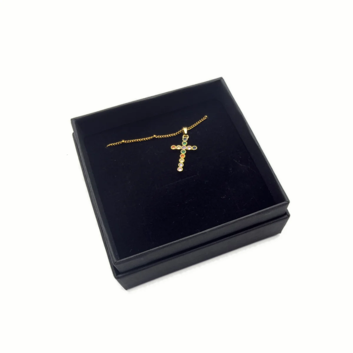 Collier Croix Serti Clos Pierres Rondes - Collection ORA - Acier Inox (4 Variations) – Image 7