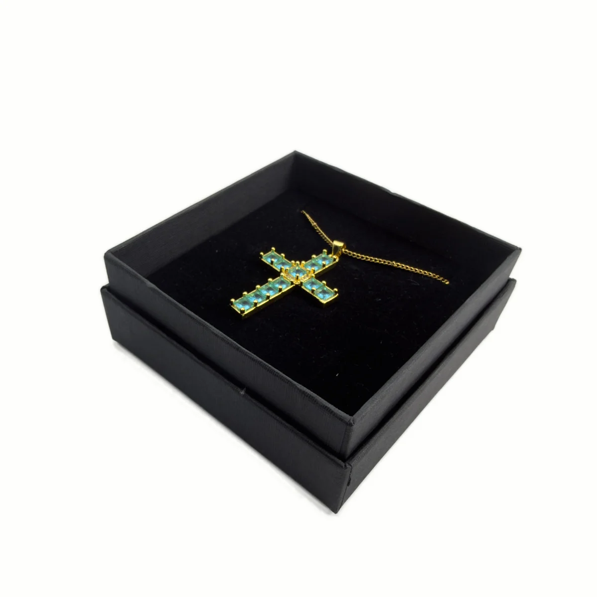 Collier Croix Serti de Pierres Taillées - Collection ORA - Acier Doré (3 Couleurs) – Image 5