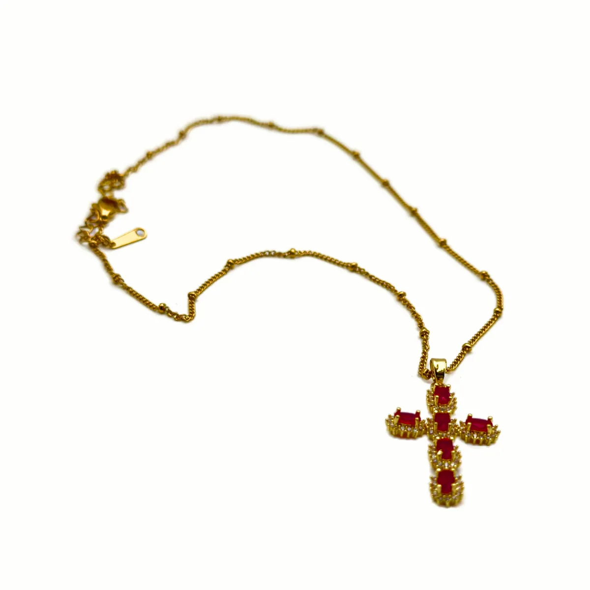 Collier Pendentif Croix Orné de Pierres Zirconium - Acier Inoxydable (5 Couleurs au Choix) – Image 7