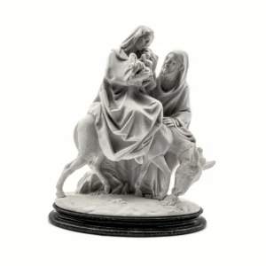 Statue Sainte Famille "La Fuite en Égypte" en Poudre de Marbre (25 cm)