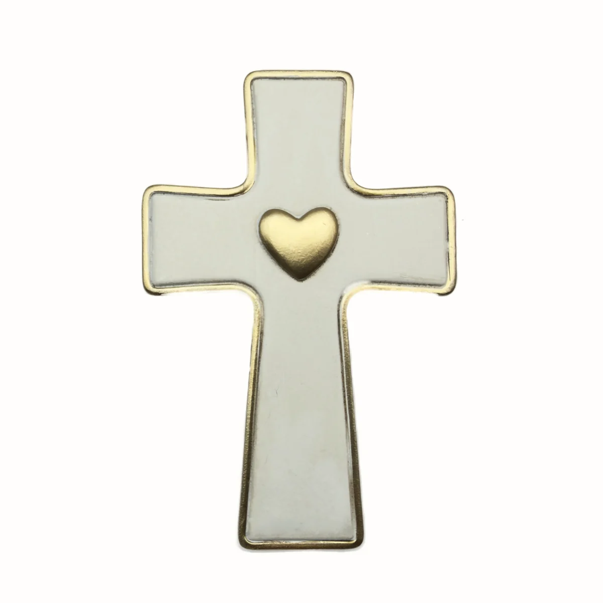 Croix Murale et Ex-Voto en Résine "Cœur Doré" - 15 cm