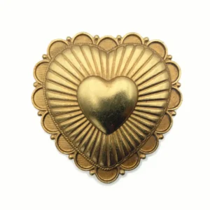 Grand Ex-Voto Mural en Résine - Cœur Rayonnant Tout Or (12 cm)