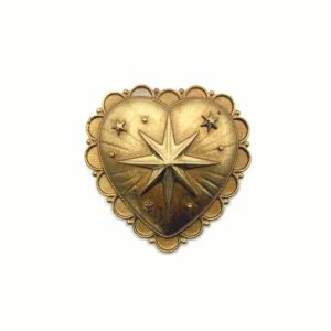 Petit Ex-Voto Mural en Résine - Cœur Doré et Étoile Polaire (8 cm)