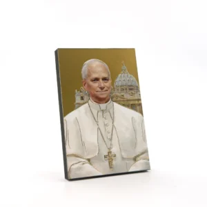 Mini Cadre à Poser - Portrait Officiel du Pape Léon XIV sur Fond Doré