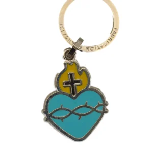 Porte-Clés Sacré-Cœur en Émail Bleu Turquoise - Fabrication Française