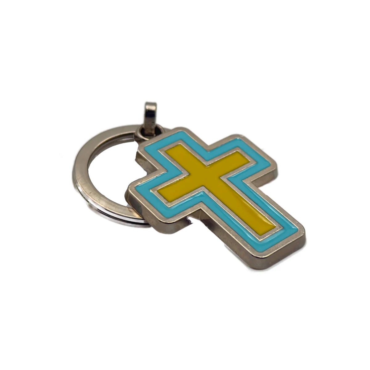 Porte-Clés Croix Chrétienne Bicolore - Fabrication Française – Image 2