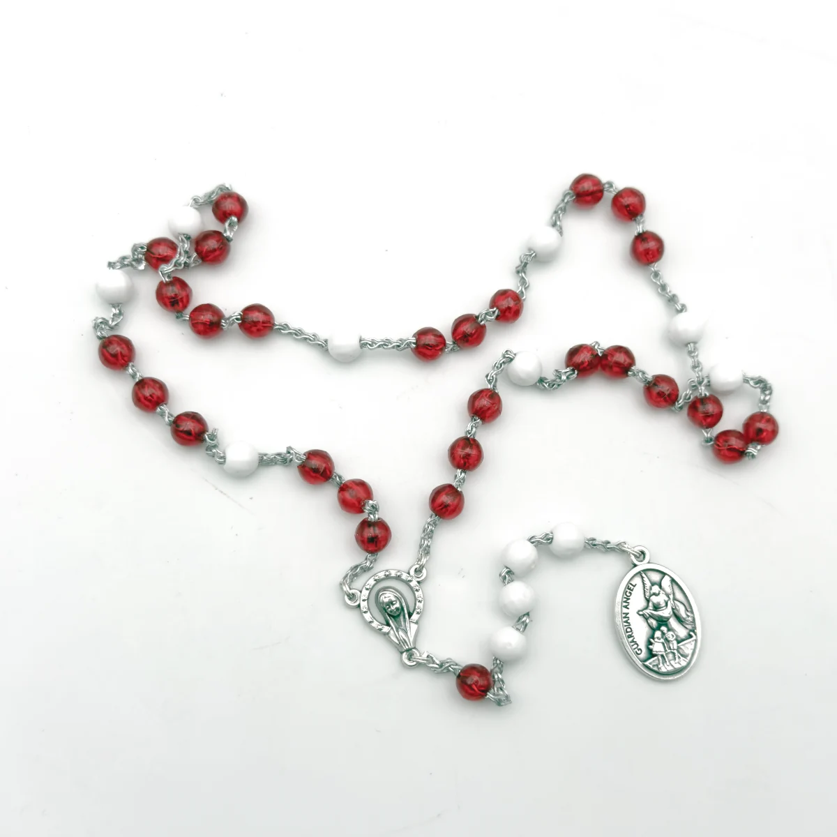 Chapelet de Dévotion à Saint Michel Archange - Perles Rouges et Blanches (Livret Inclus)