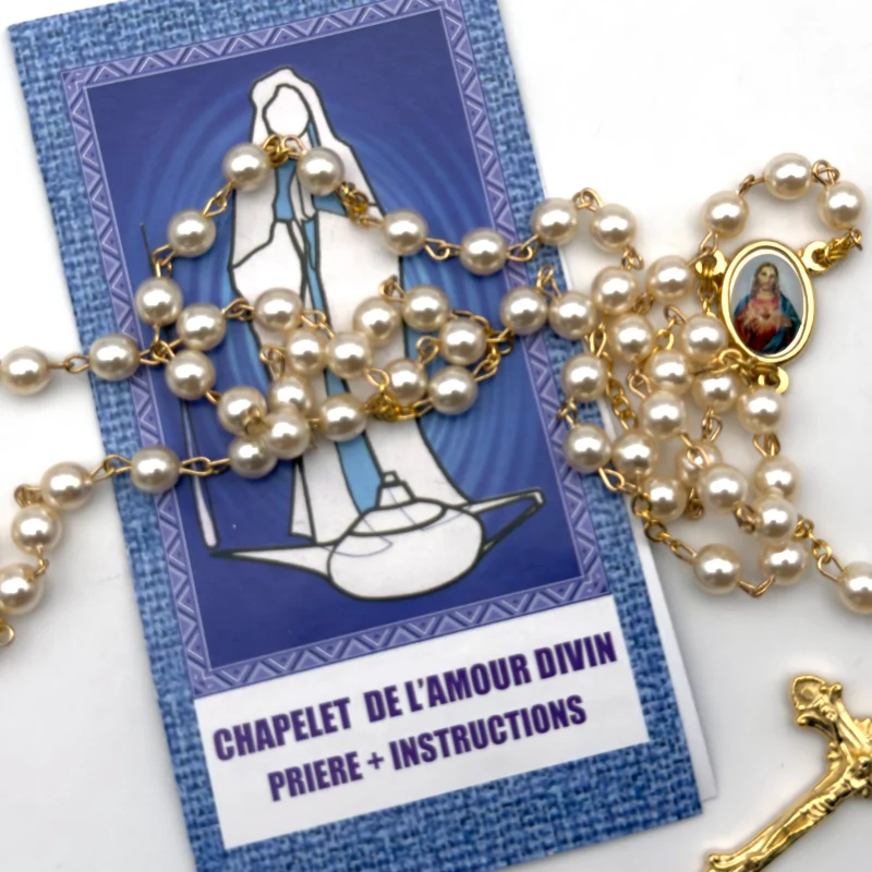 Chapelet de Dévotion de l'Amour Divin - Perles Nacrées et Dorées (Livret Inclus) – Image 2