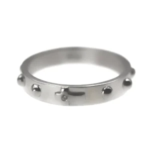 Bague dizainier en argent avec croix – Anneau de prière