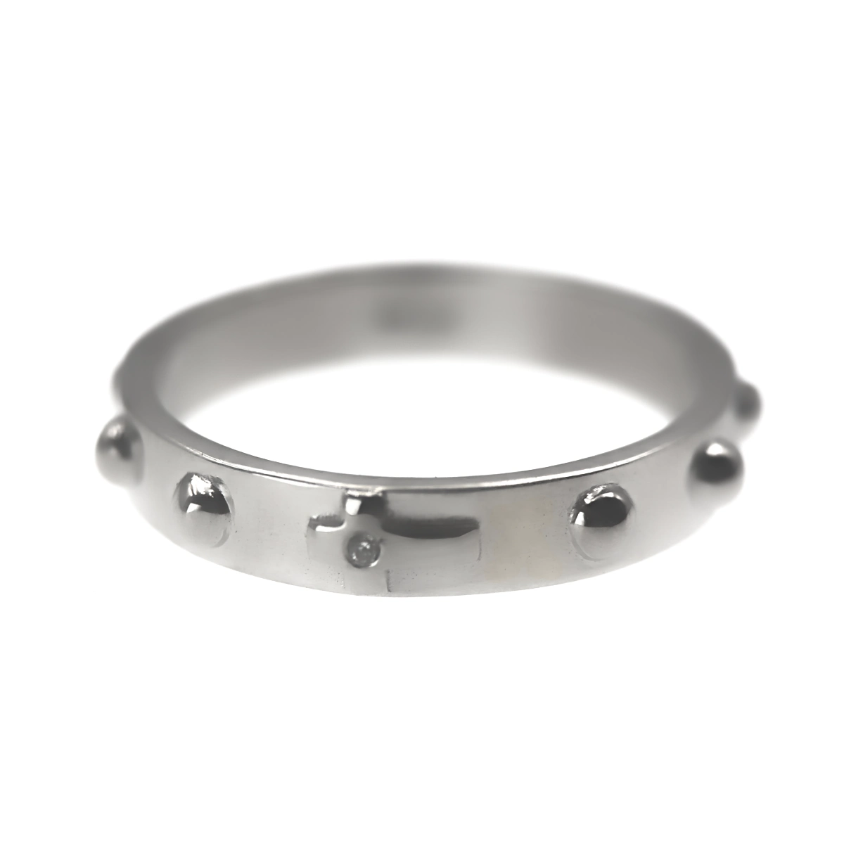 Bague dizainier en argent avec croix – Anneau de prière