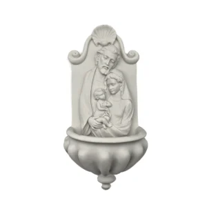 Bénitier mural Sainte Famille – Poudre de marbre 34 cm