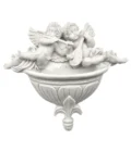 Bénitier mural Anges musiciens – Poudre de marbre 20 cm – Livré avec eau de Lourdes