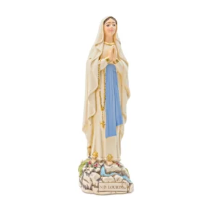 Statue Notre-Dame de Lourdes en poudre de marbre et résine en couleur - Valenti