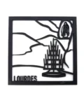 Tableau en bois noir Grotte Massabielle de Lourdes – 25 x 25 cm – fabrication française