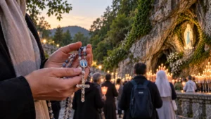 Chapelet de Lourdes : messe et objet