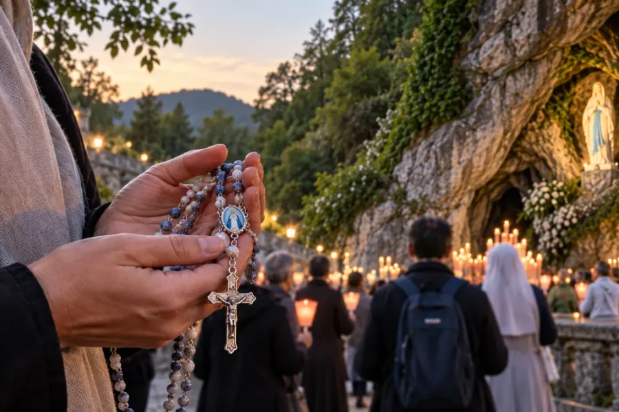 Chapelet de Lourdes : messe et objet