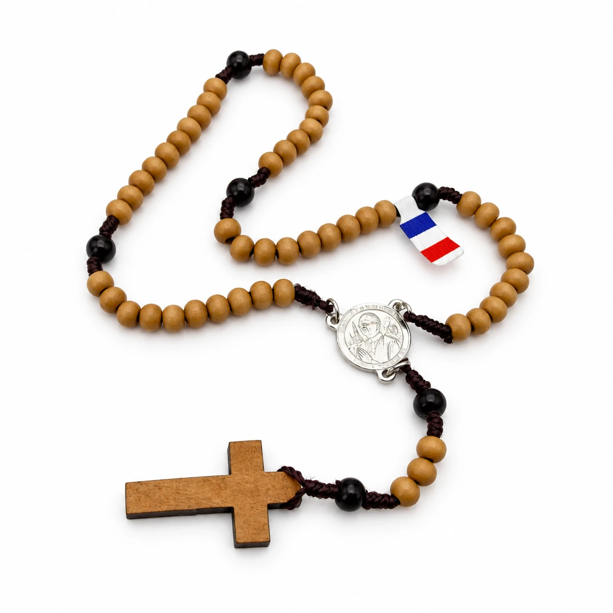Chapelet bois commémoratif Pape Léon XIV à Lourdes