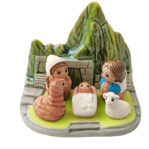 Mini crèche de Noël Pérou en céramique – Collection Crèches du Monde – 8 x 7 cm