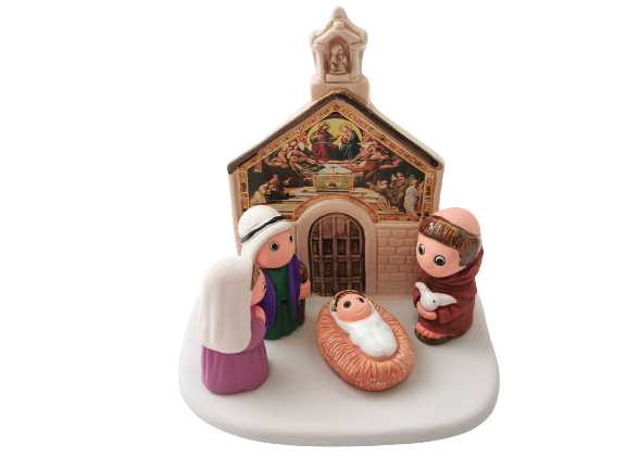 Mini crèche de Noël Assise en céramique