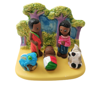 Mini crèche de Noël Madagascar en céramique