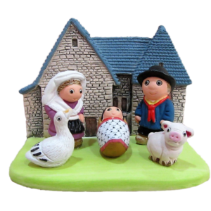 Mini crèche de Noël Limousin en céramique