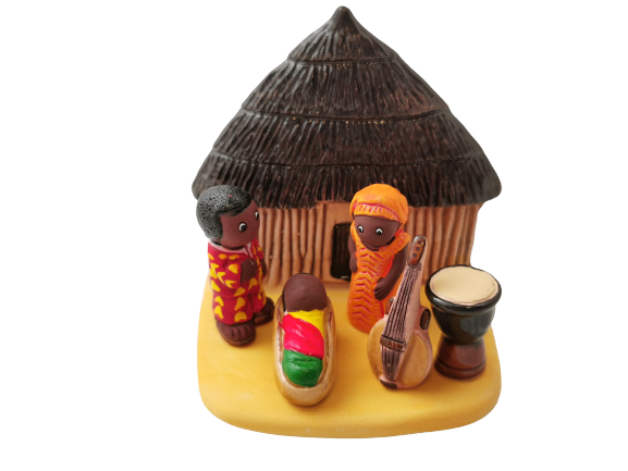 Mini crèche de Noël Cameroun en céramique