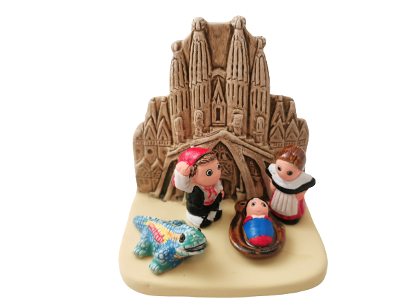 Mini crèche de Noël Barcelone en céramique