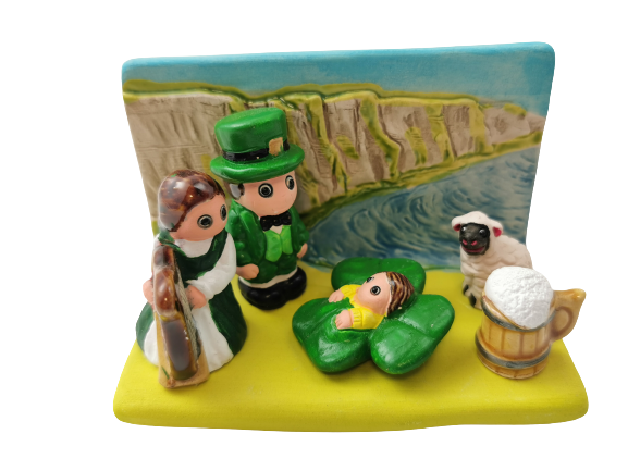 Mini crèche de Noël Irlande en céramique
