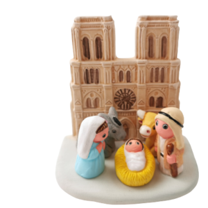 Mini crèche de Noël Notre-Dame de Paris en céramique