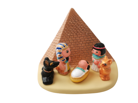 Mini crèche de Noël Egypte Antique en céramique