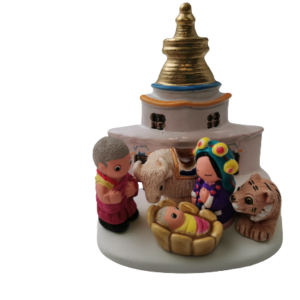Mini crèche de Noël Tibet en céramique