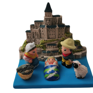Mini crèche de Noël Mont Saint Michel en céramique