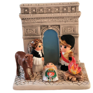 Mini crèche de Noël Arc de Triomphe en céramique