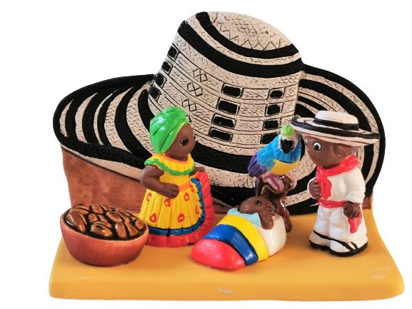 Mini crèche de Noël Colombie en céramique