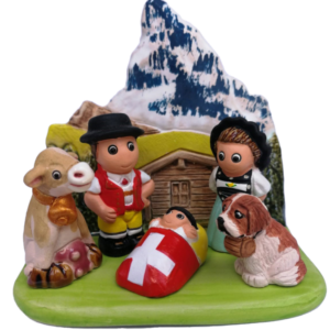 Mini crèche de Noël Suisse en céramique