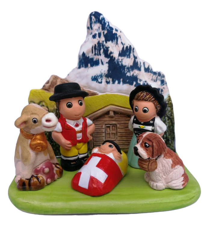 Mini crèche de Noël Suisse en céramique