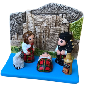 Mini crèche de Noël Écosse en céramique