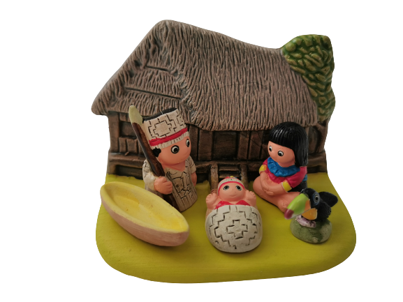 Mini crèche de Noël Amazonie en céramique