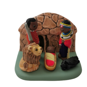 Mini crèche de Noël Masaï en céramique