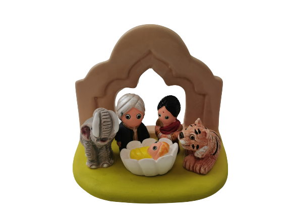 Mini crèche de Noël Inde en céramique