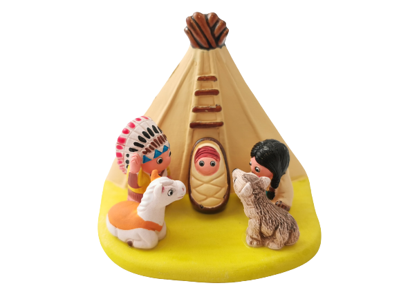 Mini crèche de Noël Apache en céramique