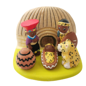 Mini crèche de Noël Afrique du Sud en céramique