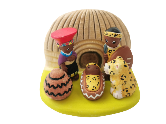 Mini crèche de Noël Afrique du Sud en céramique
